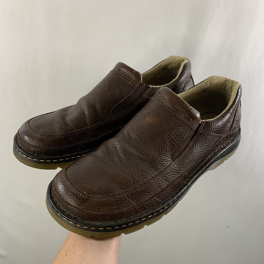 Dr Martens Mens Y2K Pebbled Leather Slip On Loafers Size 14 Brown Grunge Comfort